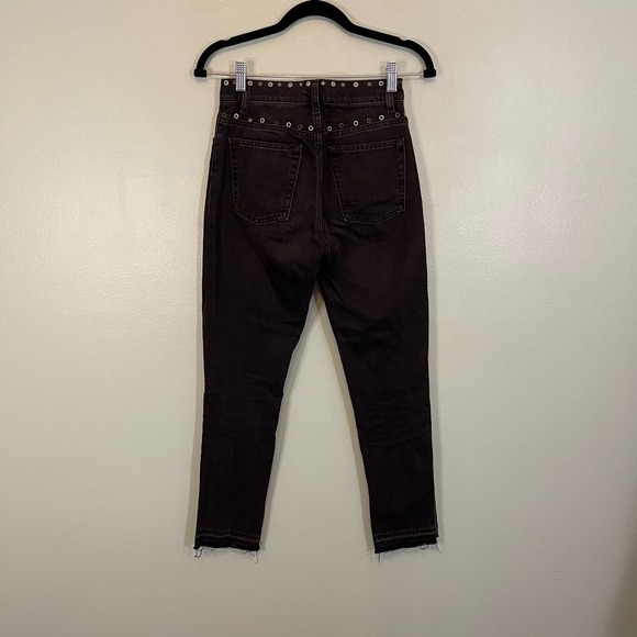 Sandro Women's Embellished Eyelets High Rise Denim Skinny Jeans Black Size 34 - Picture 2 of 12